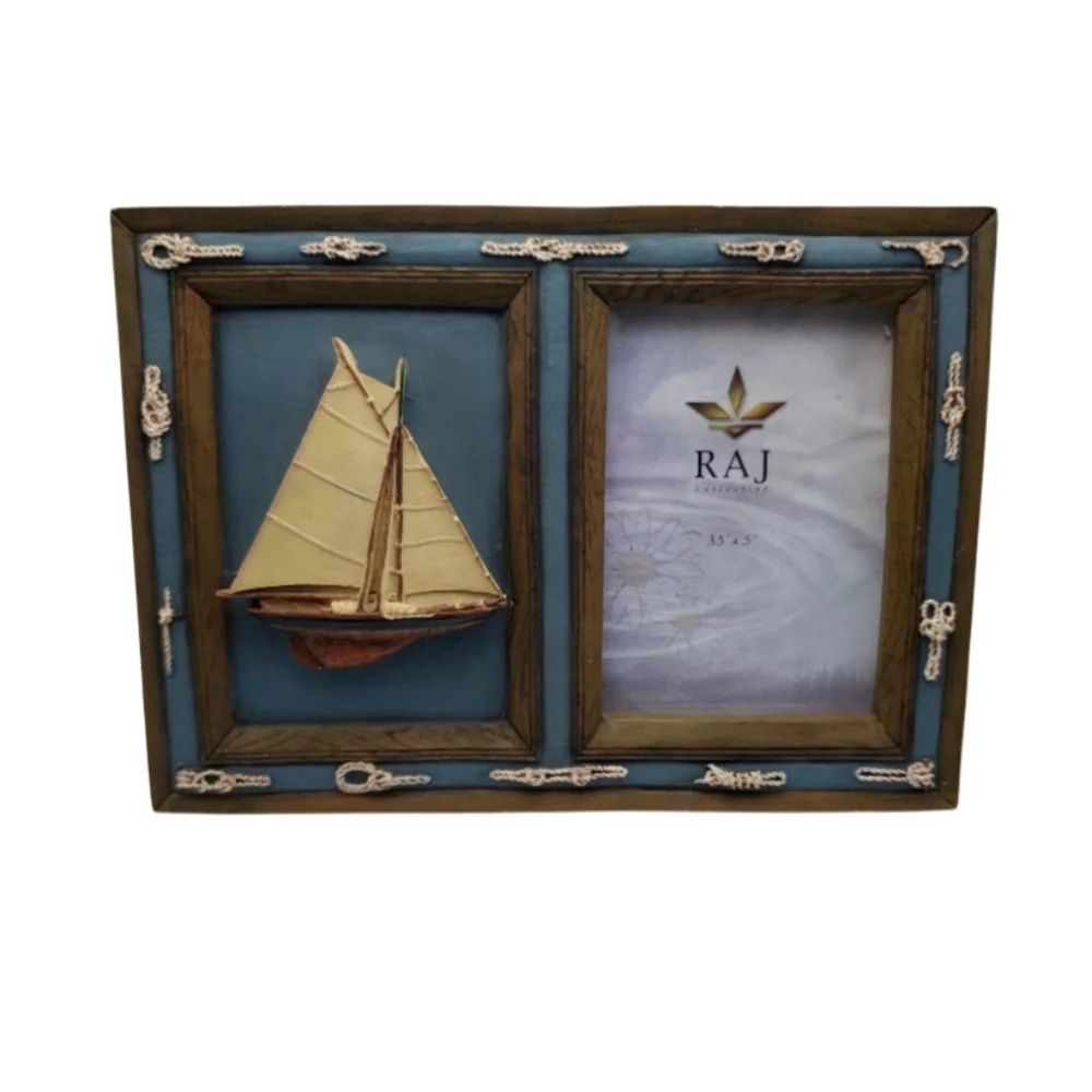 RAJ Photo Display Sailboat Picture Frame 3.5” X 5” Nautical Ropes